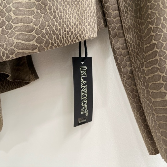 Blank NYC fast play open front draped Moto jacket olive green croc faux leather - Picture 12 of 13